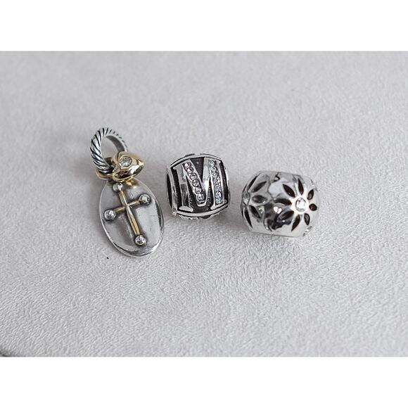 Brighton 3 PC Charms Cross Faith Heart Two Tone Gold Silver Spacer Beads Set - Picture 5 of 5